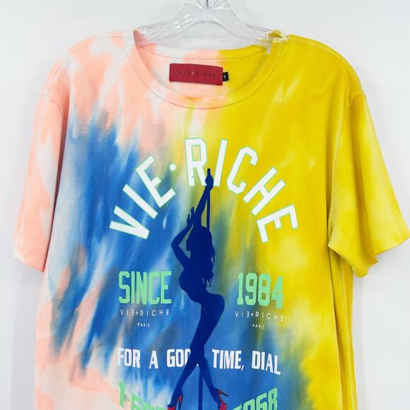 Vie + Riche For A Good Time Shirt Multi Color Mens Size Small Flaw - Picture 4 of 12